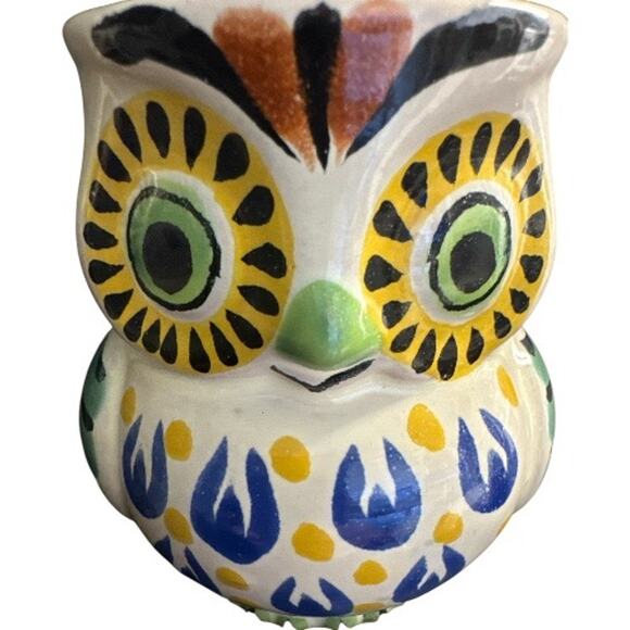 Anthropologie Gorky Gonzalez Mexican Pottery Hand Painted Owl Mug Set of 2 - Picture 10 of 10